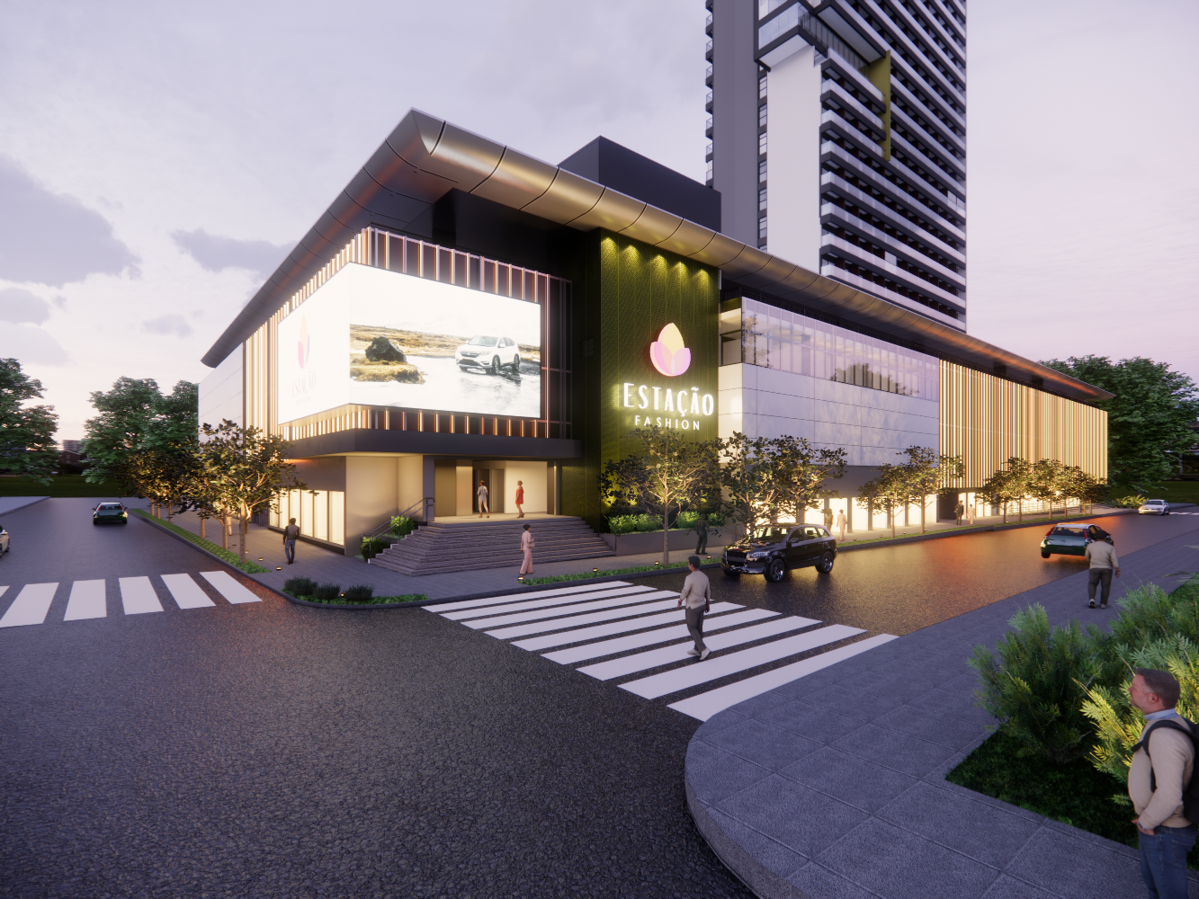 Vista noturna do Estação Fashion